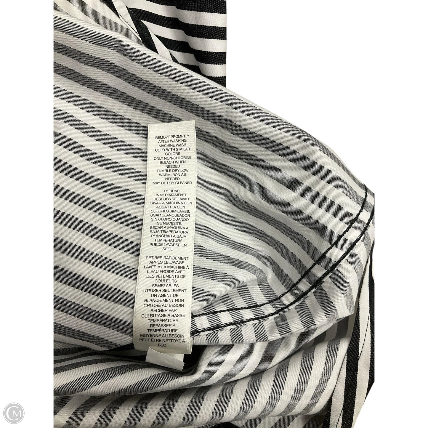 Blouse Long Sleeve By Chicos In Striped Pattern, Size: Xl