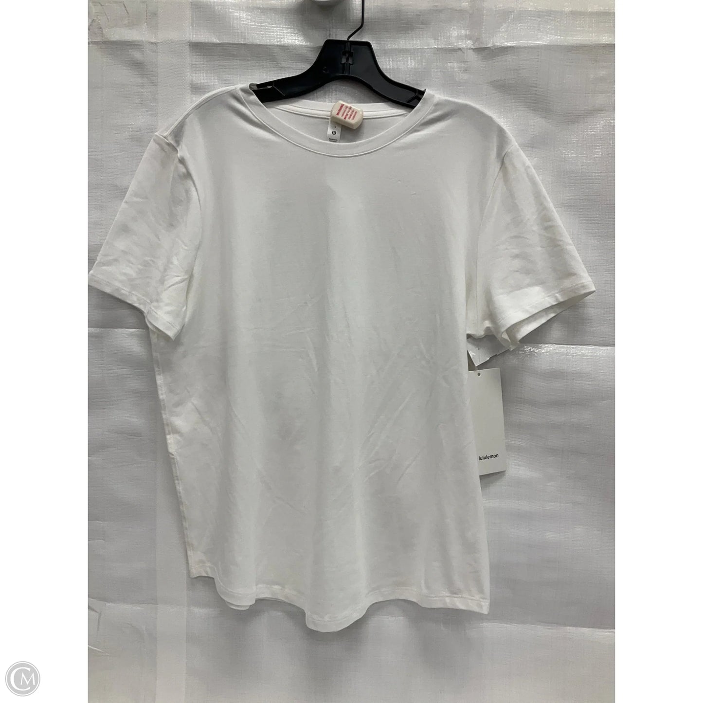 Athletic Top Short Sleeve By Lululemon In White, Size: 12