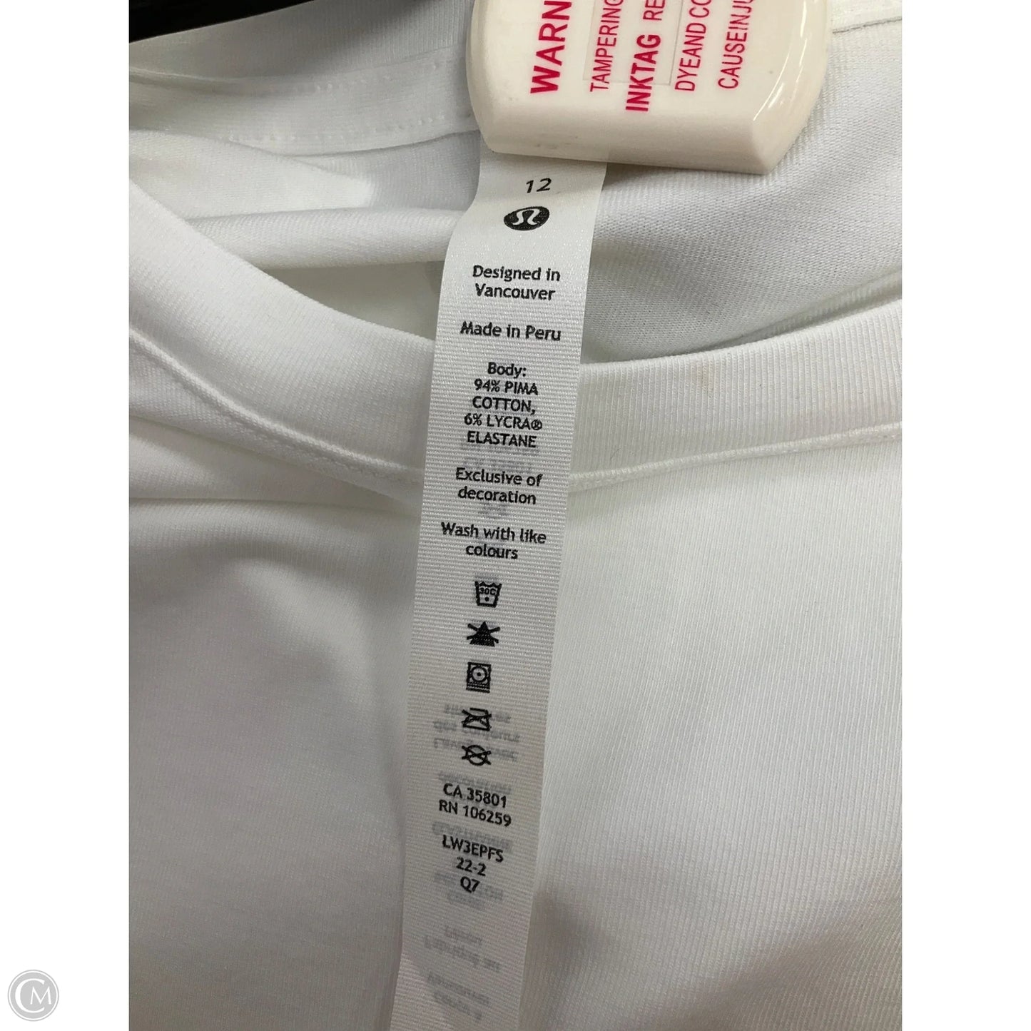 Athletic Top Short Sleeve By Lululemon In White, Size: 12