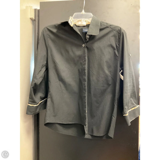 Blouse Luxury Designer By Burberry In Black & Tan, Size: L