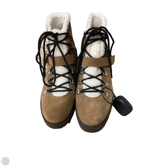 Boots Ankle Flats By Nine West In Brown & Cream, Size: 8.5