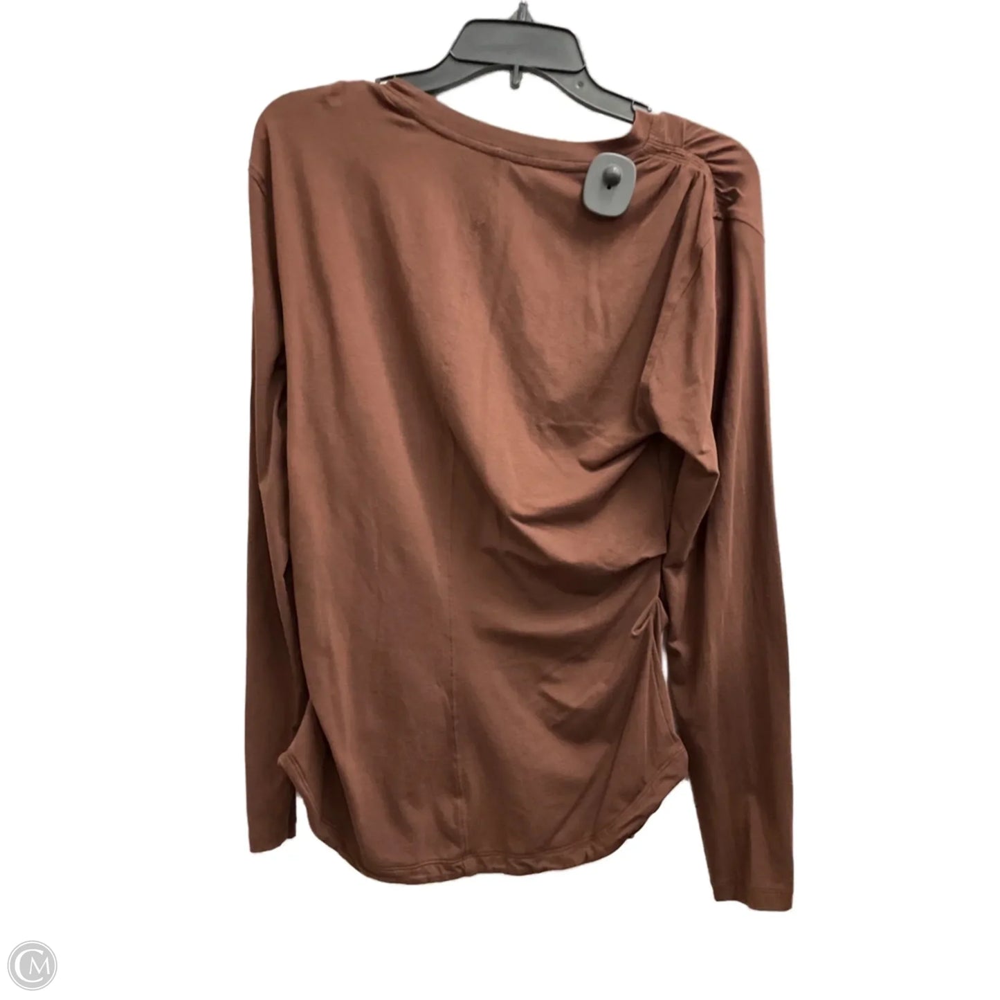 Athletic Top Long Sleeve Collar By Athleta In Brown, Size: M