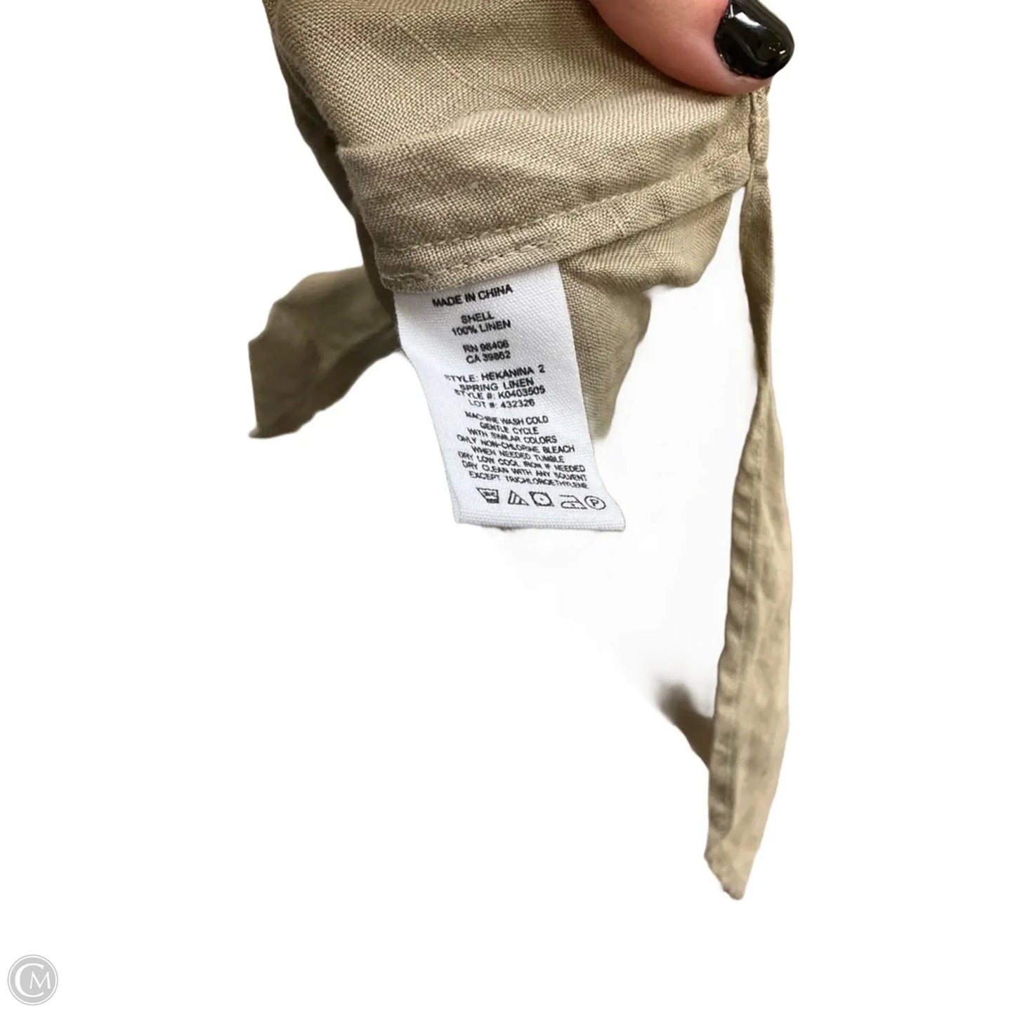 Top Short Sleeve By Theory In Beige, Size: S