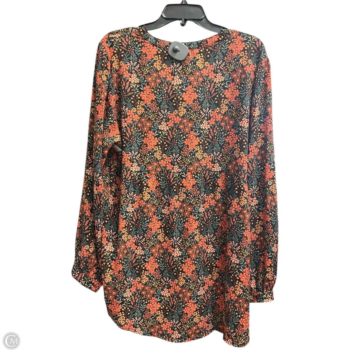 Top Long Sleeve By Dr2 In Floral Print, Size: Xxl