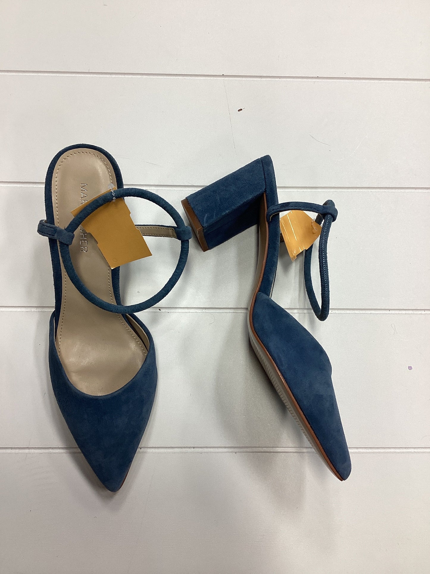 Sandals Heels Block By Marc Fisher In Blue, Size:6.5