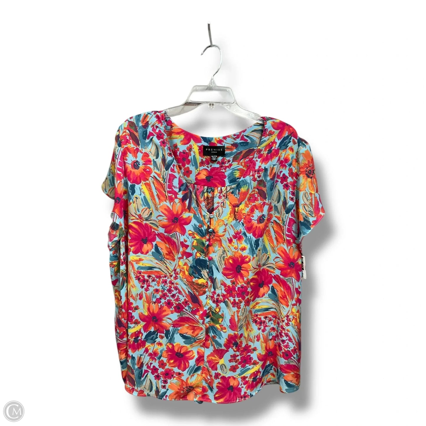 Blouse Short Sleeve By Premise In Floral Print, Size: 3x