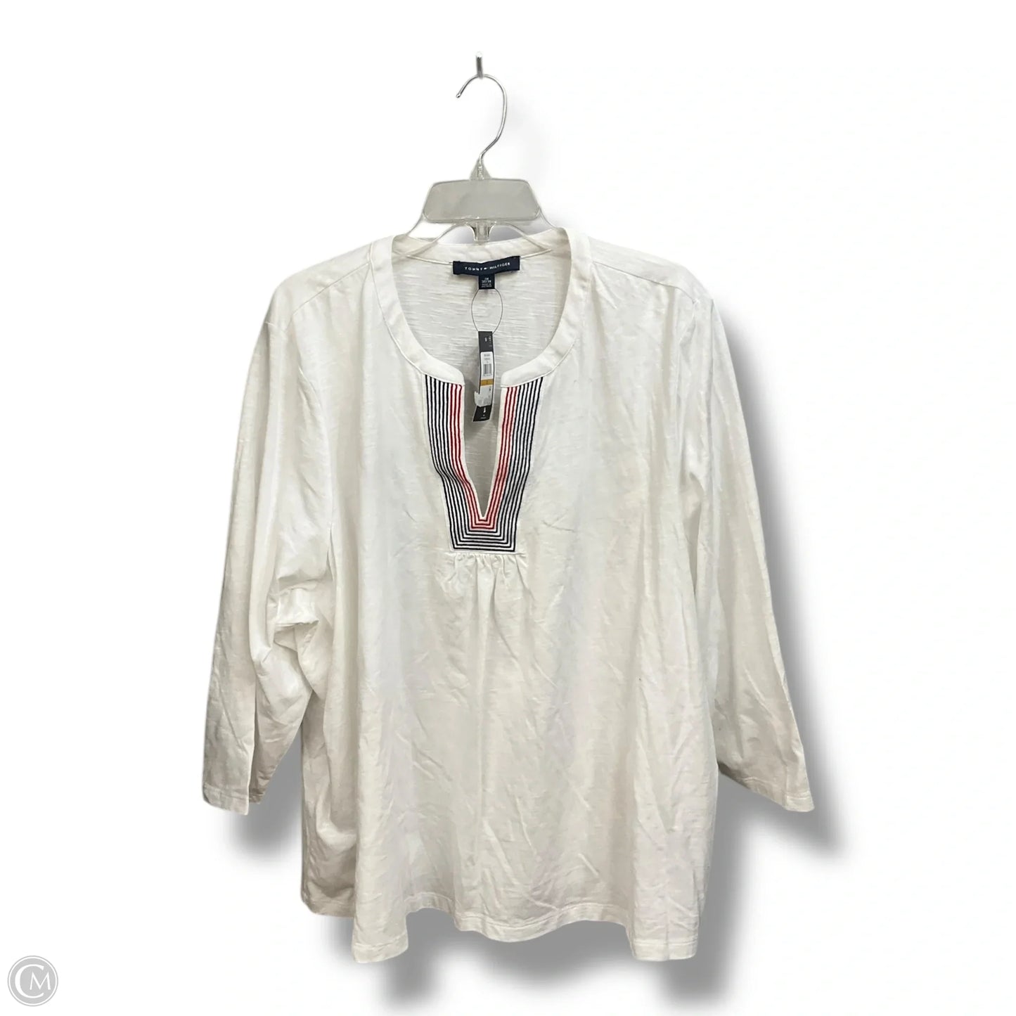 Top 3/4 Sleeve By Tommy Hilfiger In White, Size: 3x