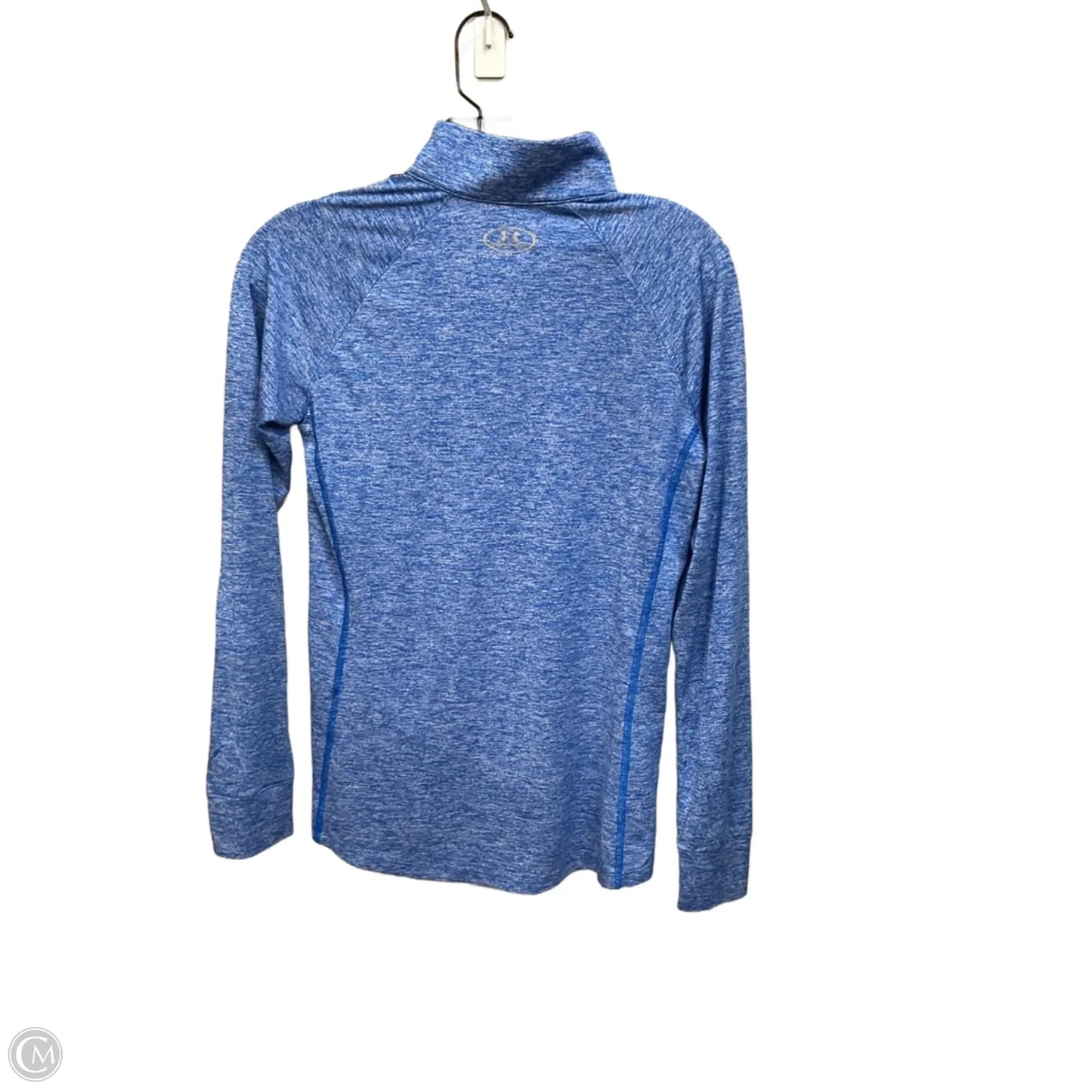 Athletic Top Long Sleeve Collar By Under Armour In Blue, Size: S