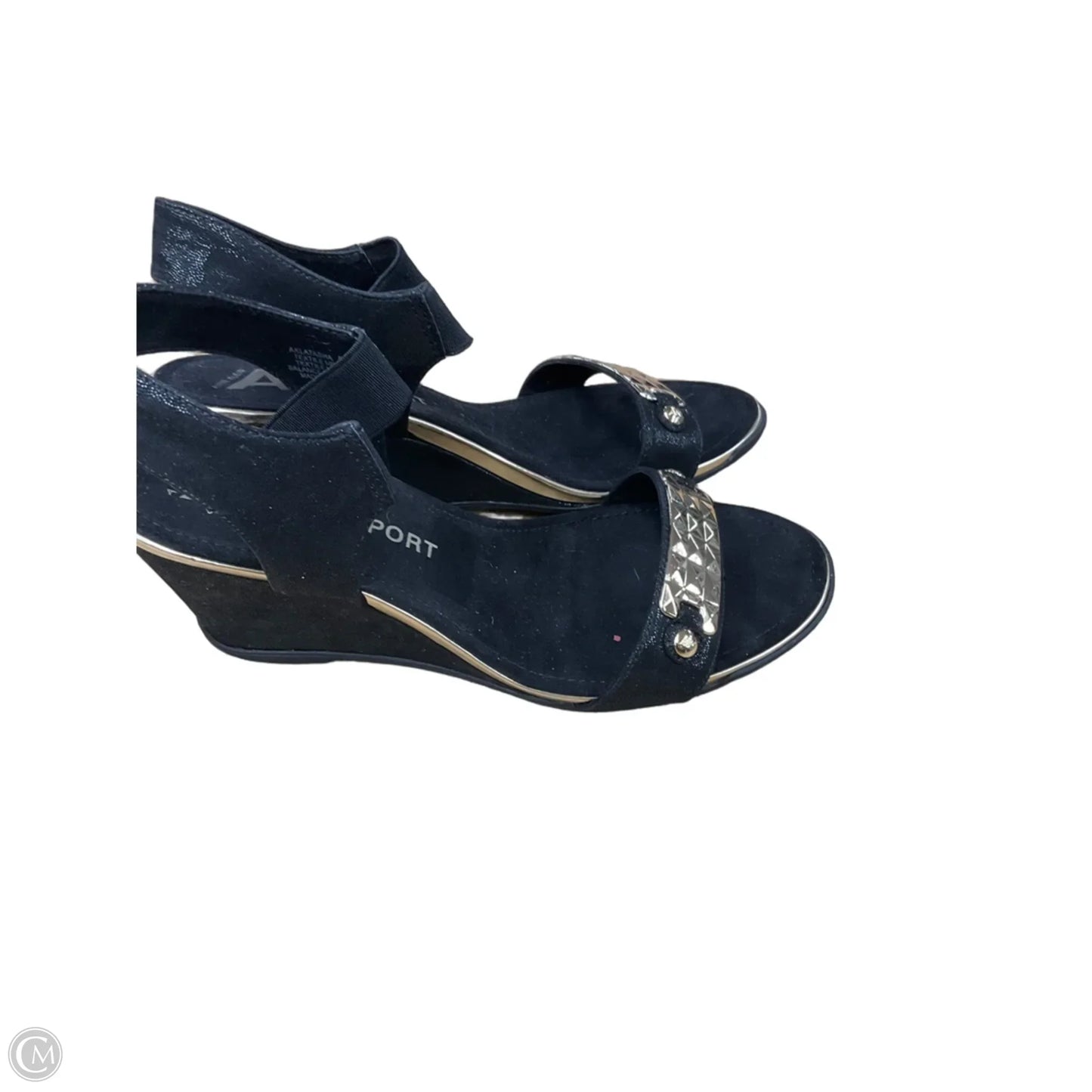 Shoes Heels Wedge By Anne Klein In Black & Gold, Size: 8