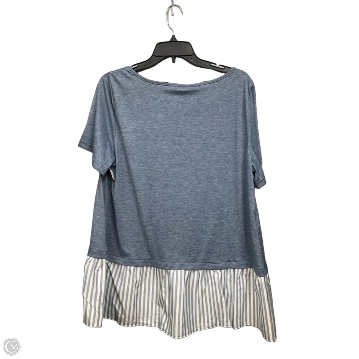 Top Short Sleeve By Bloomchic In Blue & White, Size: L