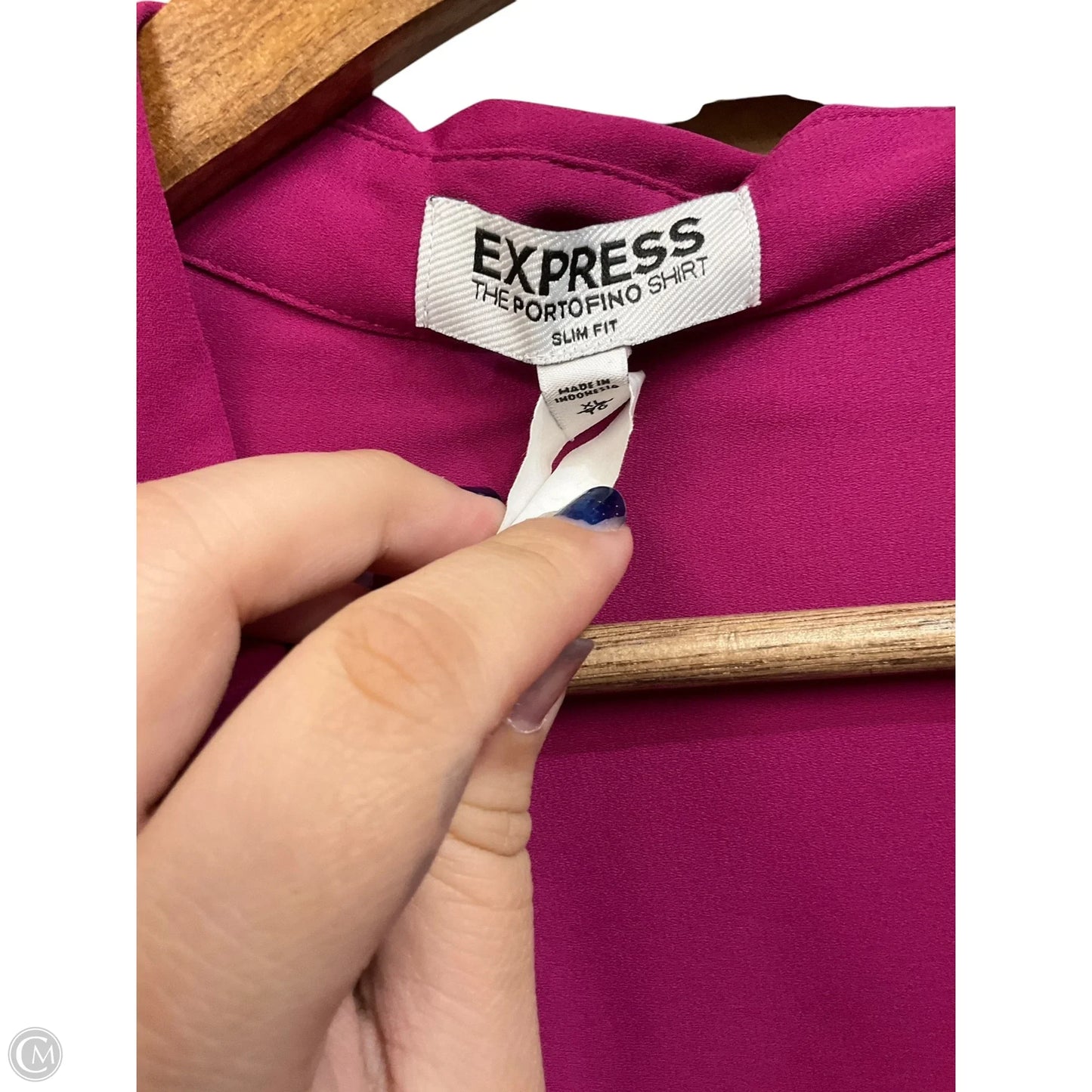 Blouse Long Sleeve By Express In Purple, Size: Xl