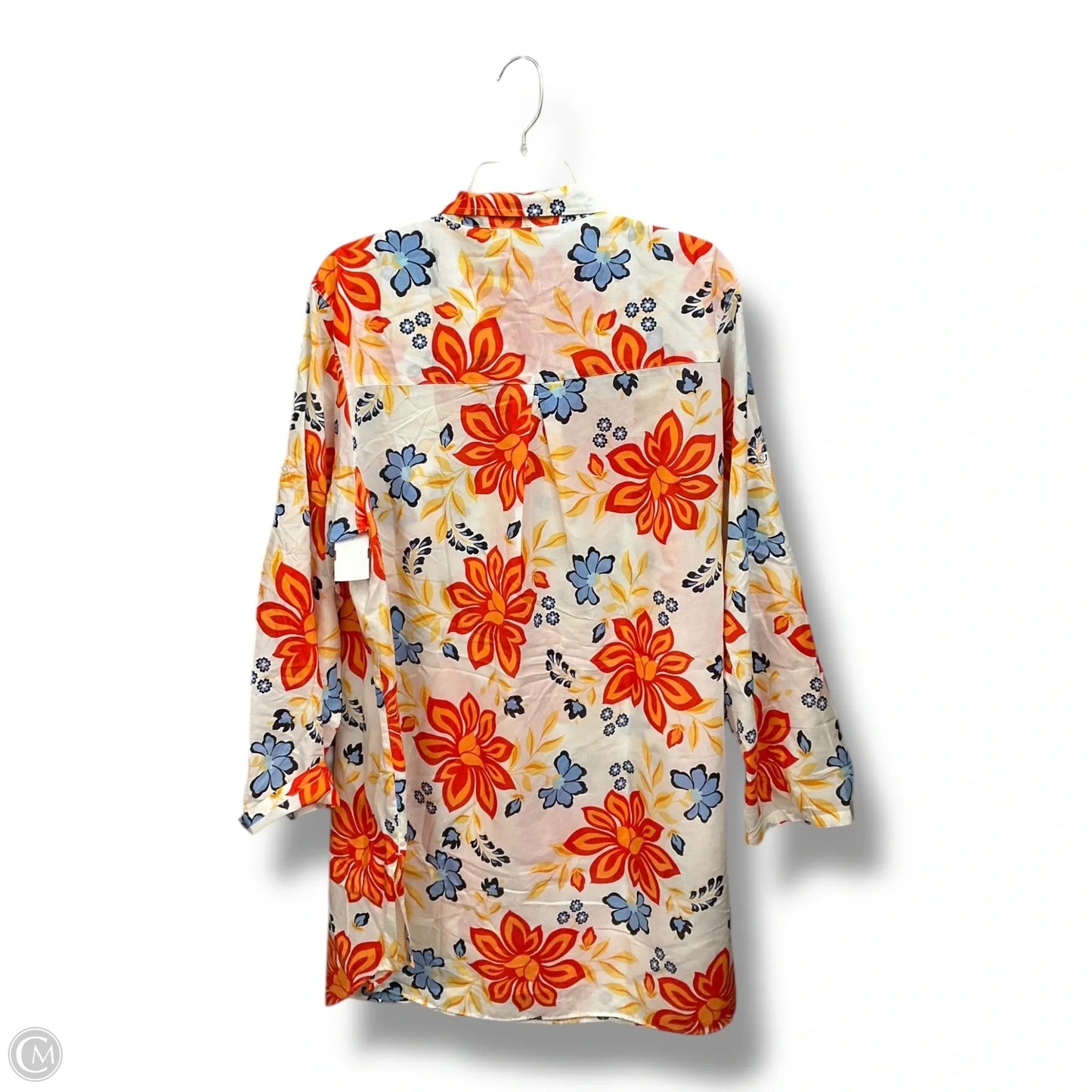 Blouse 3/4 Sleeve By Club Z In Tropical Print, Size: 1x