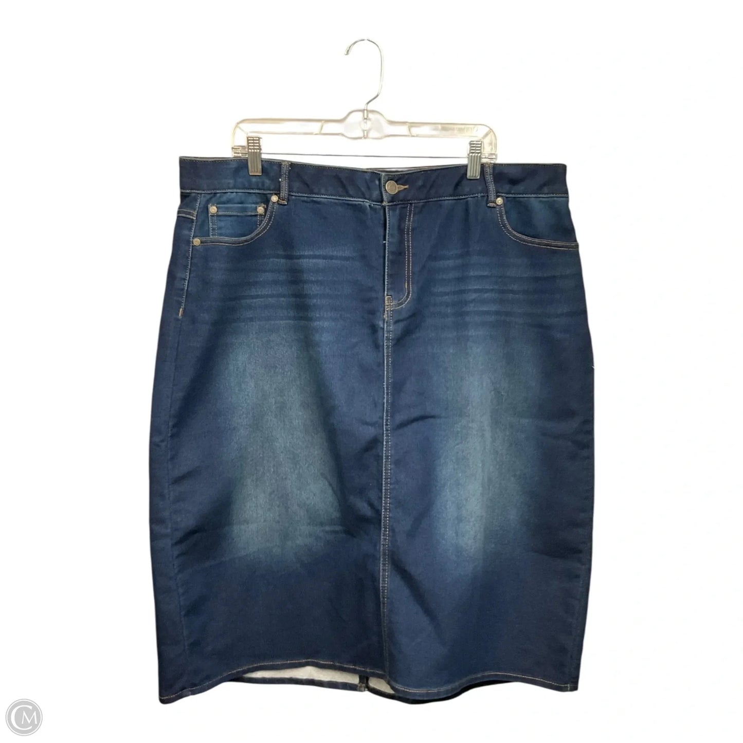 Skirt Midi By Cato In Blue Denim, Size: 2x