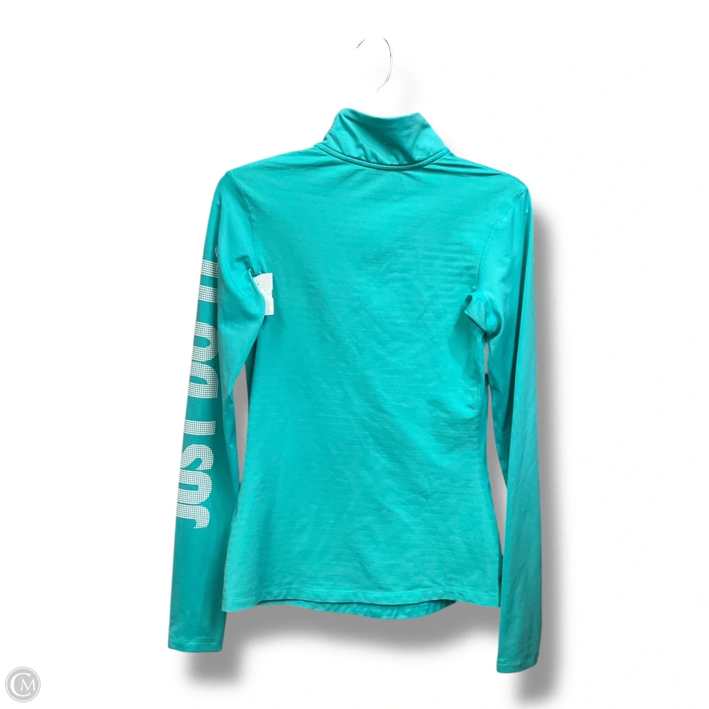 Athletic Top Long Sleeve Collar By Nike Apparel In Aqua, Size: M
