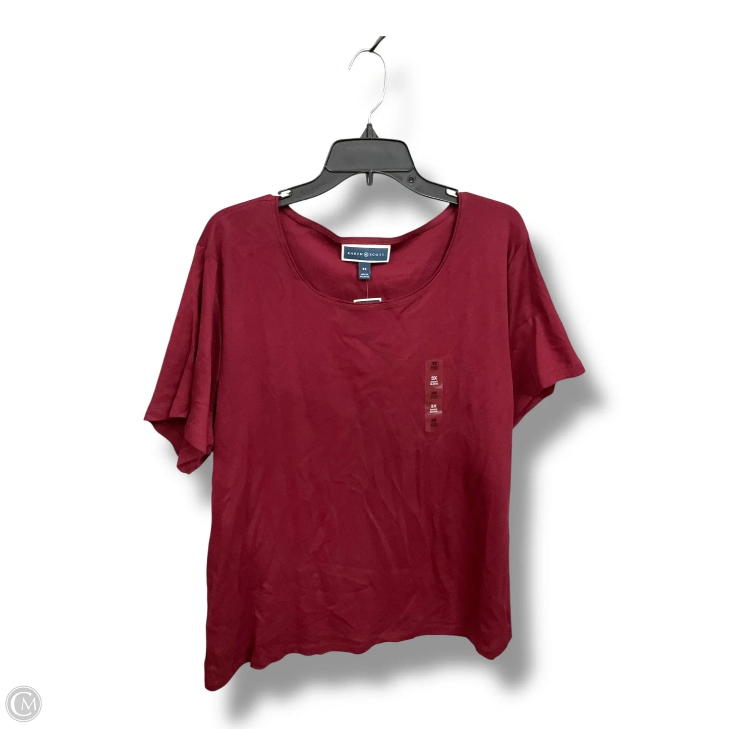Top Short Sleeve Basic By Karen Scott In Maroon, Size: 3x