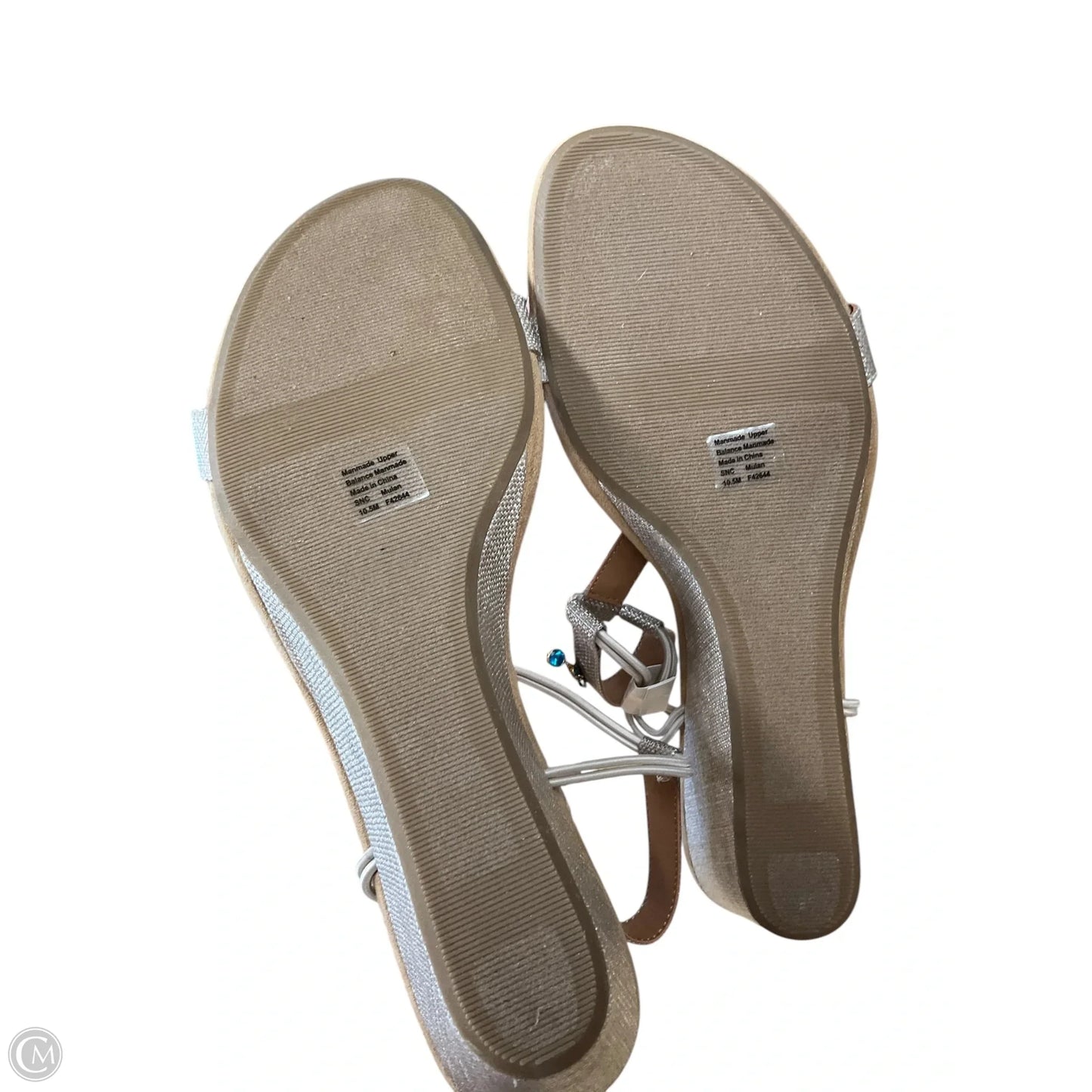Sandals Heels Wedge By Style And Company In Silver, Size: 10.5