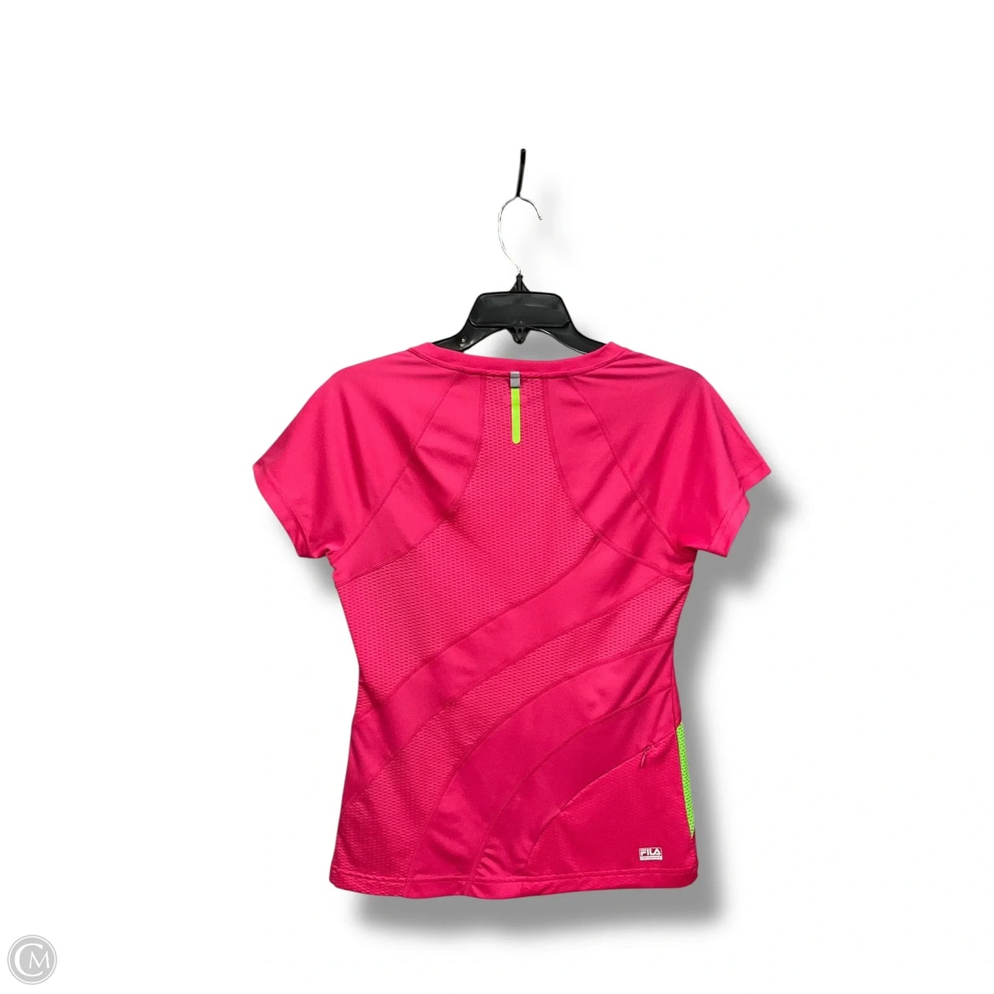 Athletic Top Short Sleeve By Fila In Green & Pink, Size: S