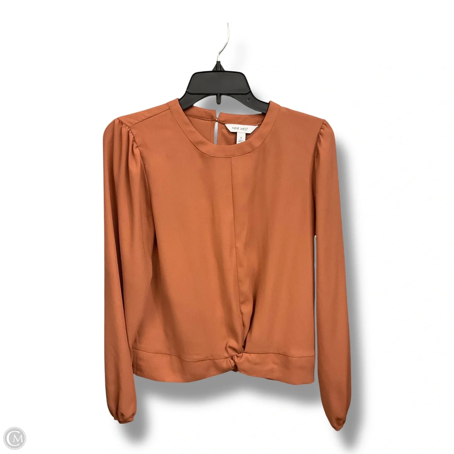 Blouse Long Sleeve By Nine West In Tan, Size: S