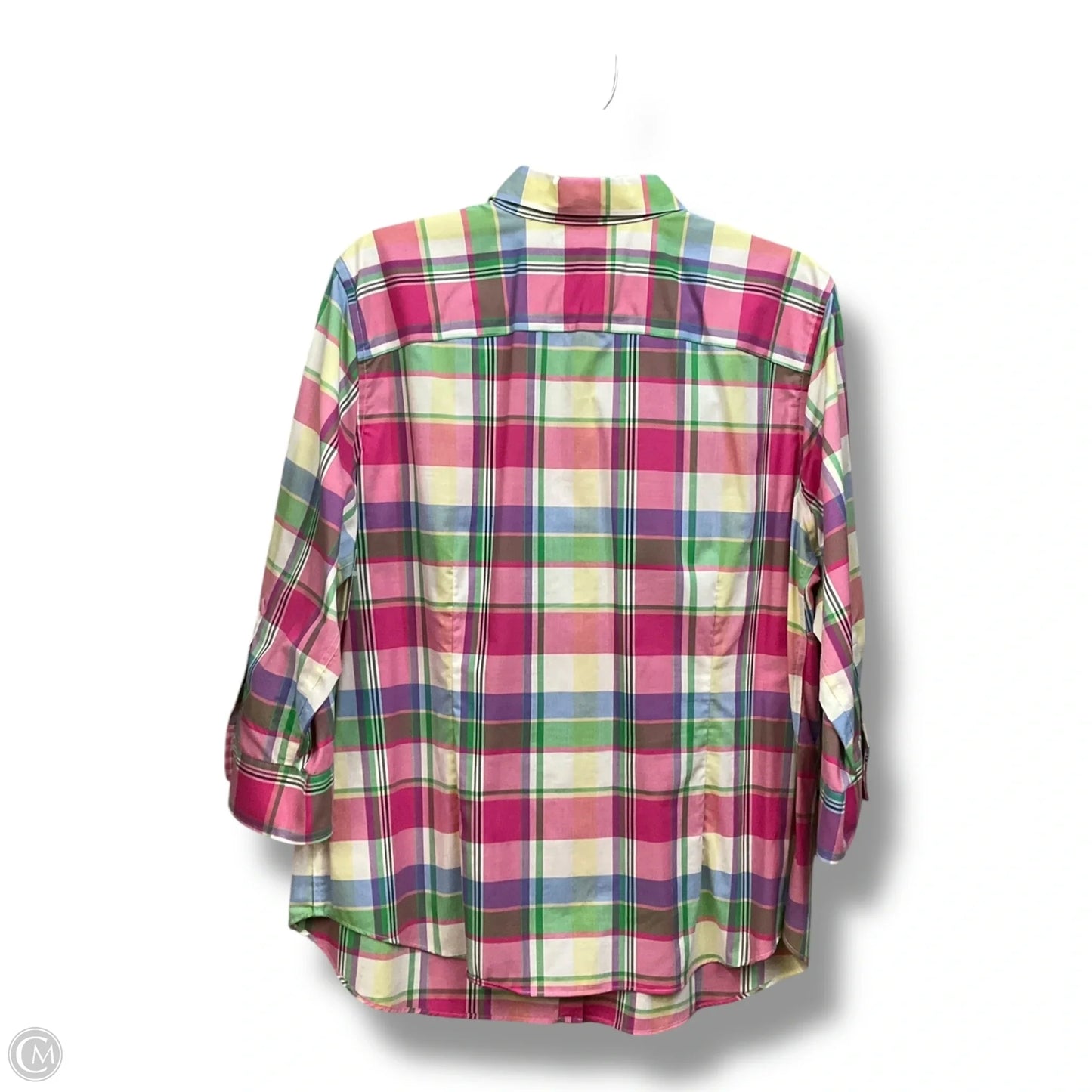 Blouse 3/4 Sleeve By Chaps In Plaid Pattern, Size: 1x