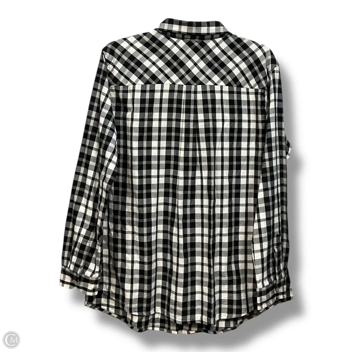Blouse Long Sleeve By Charter Club In Checkered Pattern, Size: Xxl