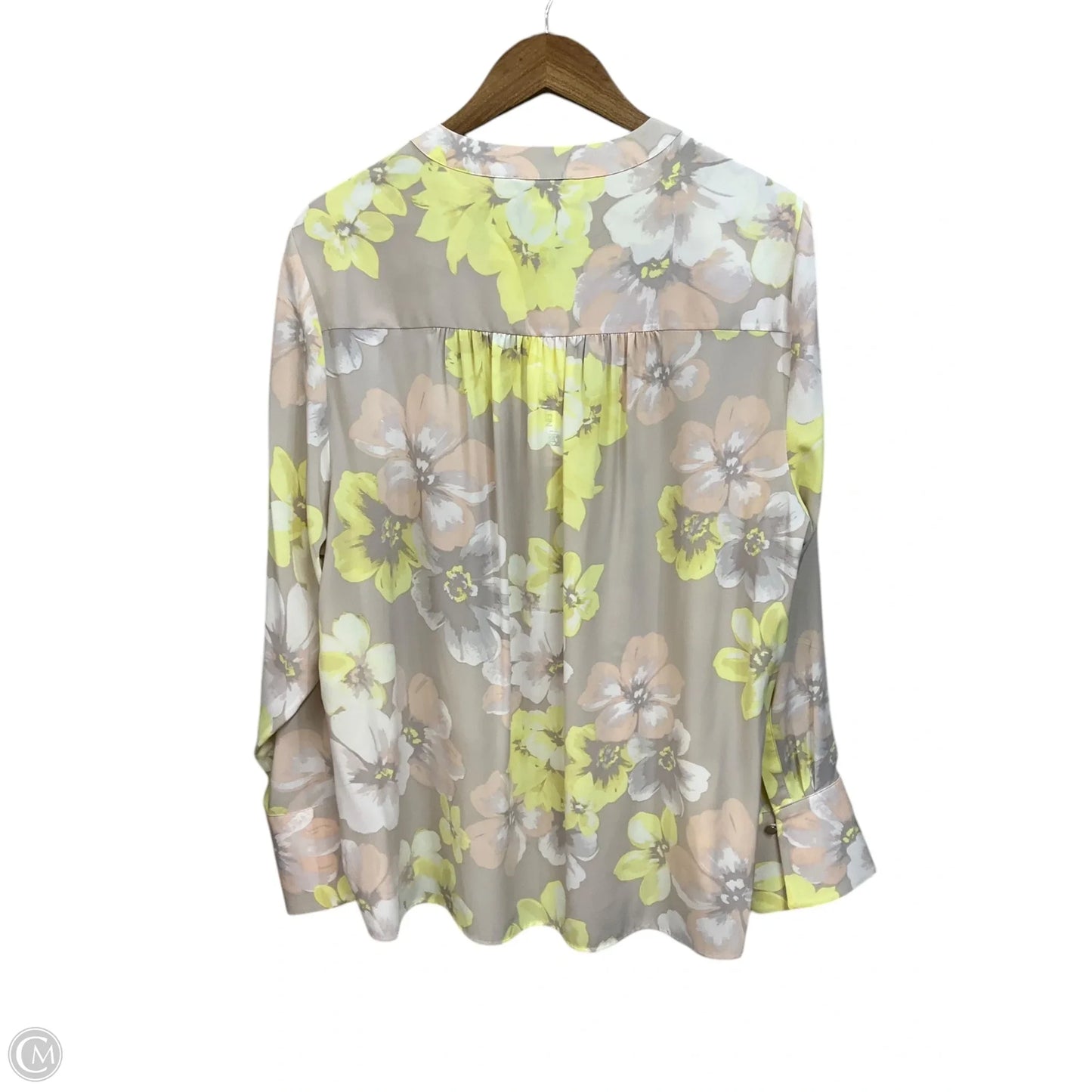 Blouse Long Sleeve By Calvin Klein In Floral Print, Size: 2x