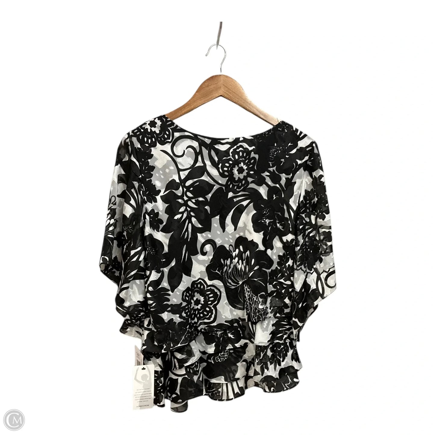 Blouse Short Sleeve By Alex In Black & White, Size: 1x