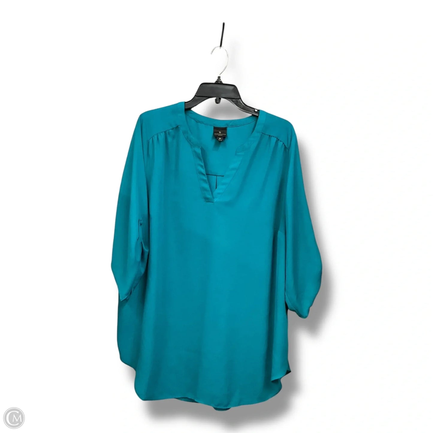 Blouse 3/4 Sleeve By Worthington In Blue, Size: 2x