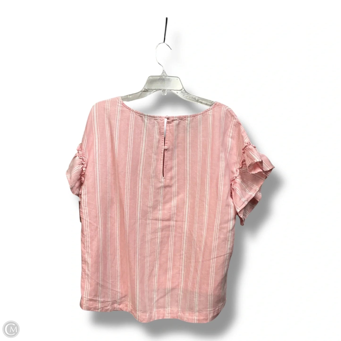 Top Short Sleeve By Kaari Blue In Striped Pattern, Size: Xl