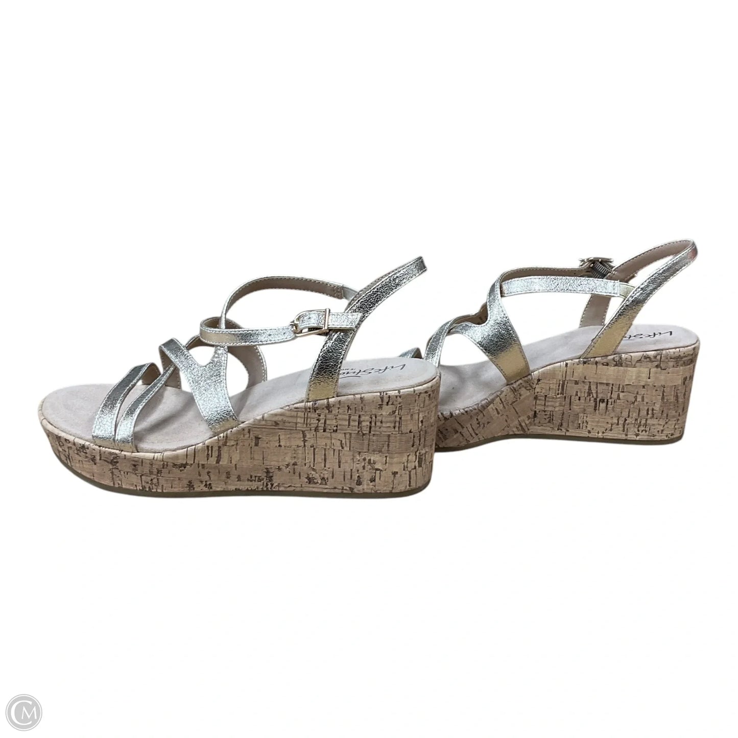 Sandals Heels Wedge By Life Stride In Gold, Size: 8.5