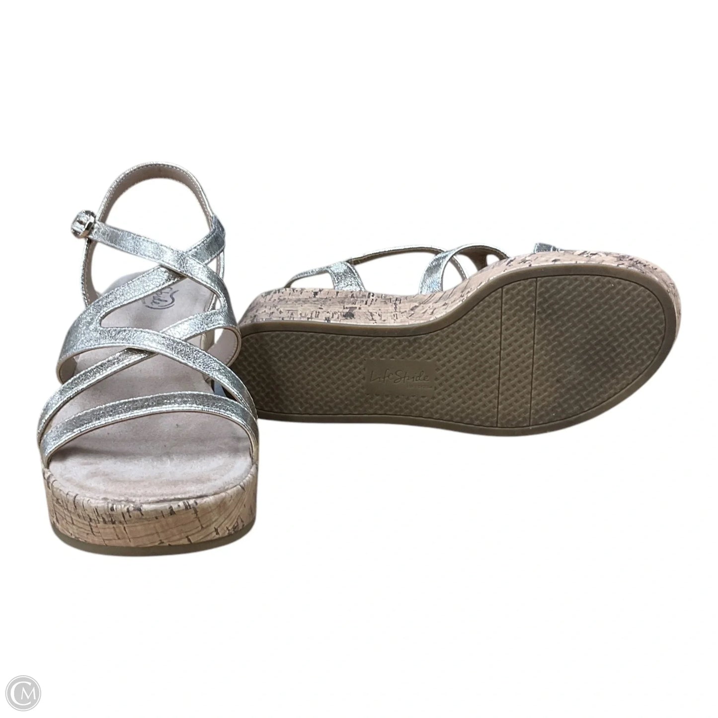 Sandals Heels Wedge By Life Stride In Gold, Size: 8.5