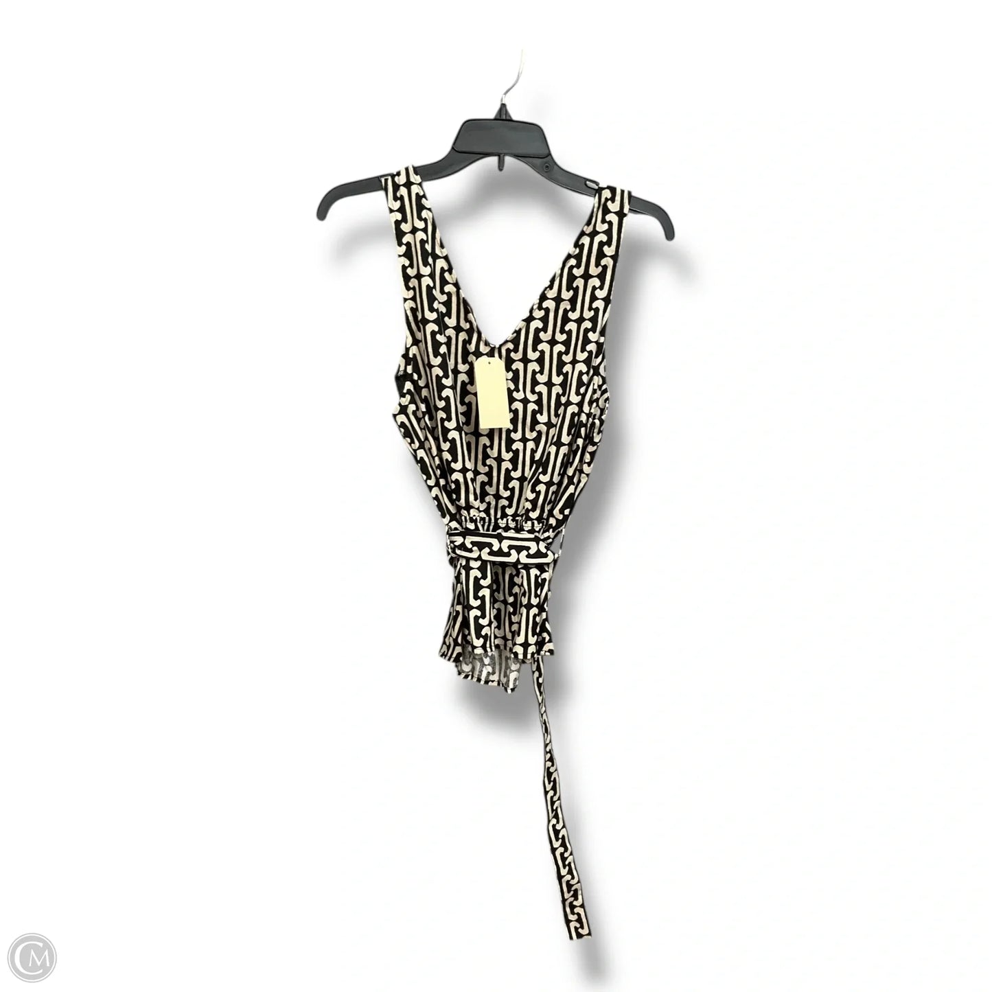 Top Sleeveless By Monteau In Black & Cream, Size: L