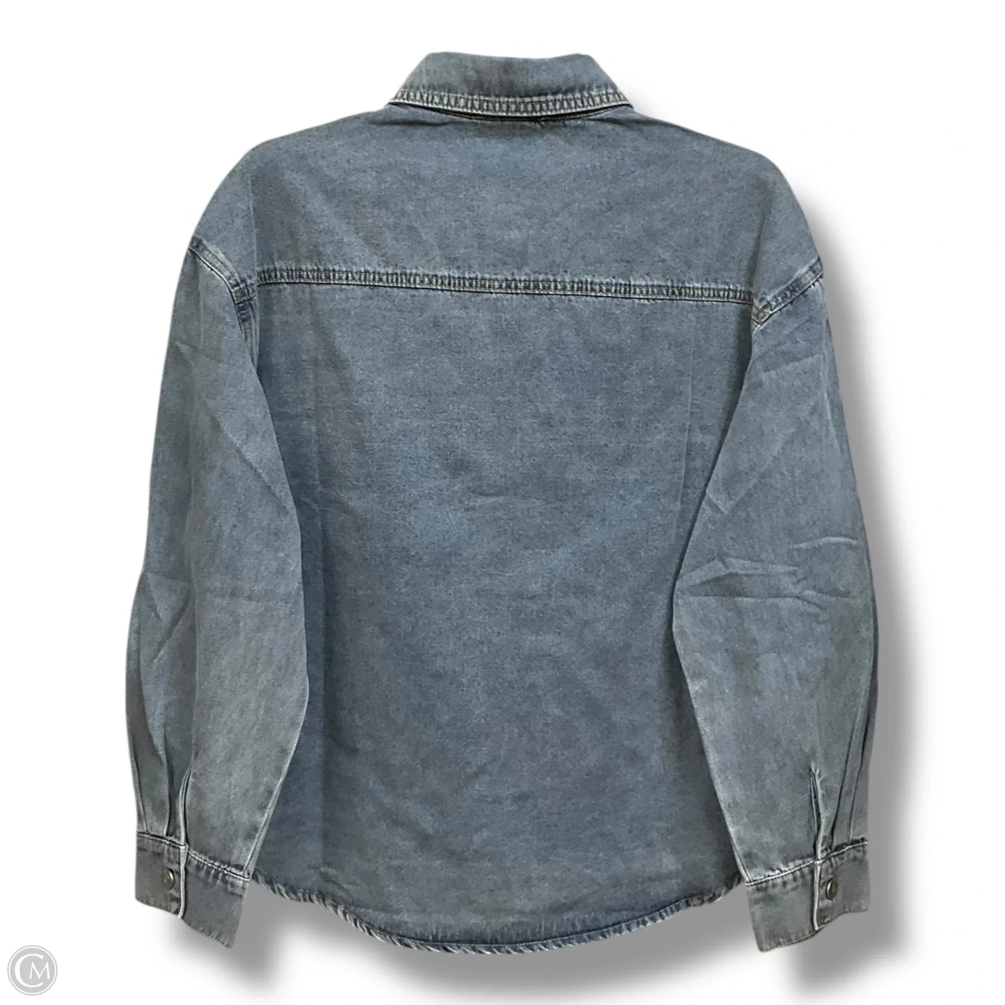 Blouse Long Sleeve By Cme In Blue Denim, Size: S