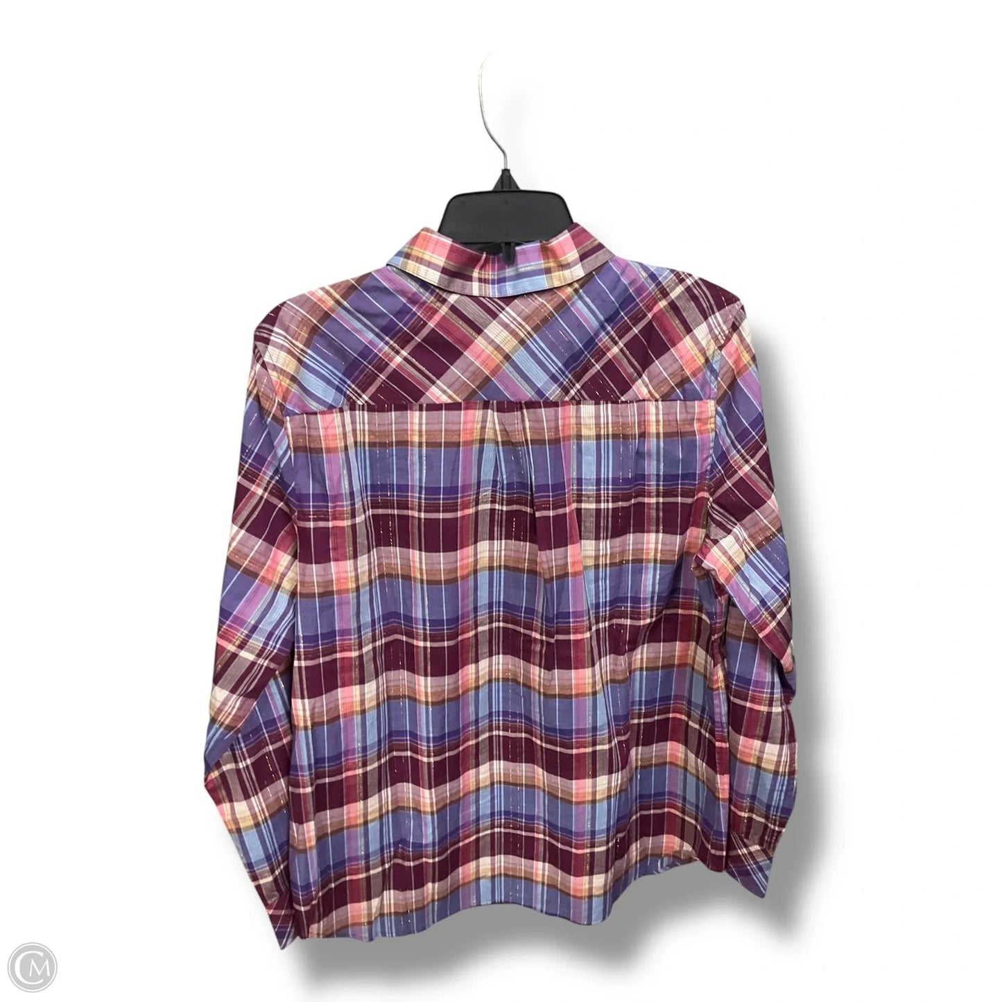 Blouse Long Sleeve By Talbots In Plaid Pattern, Size: L