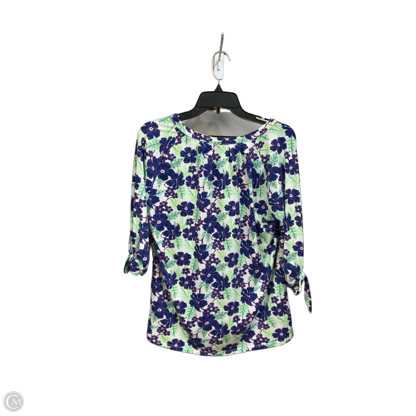 Top Long Sleeve By Caribbean Joe In Floral Print