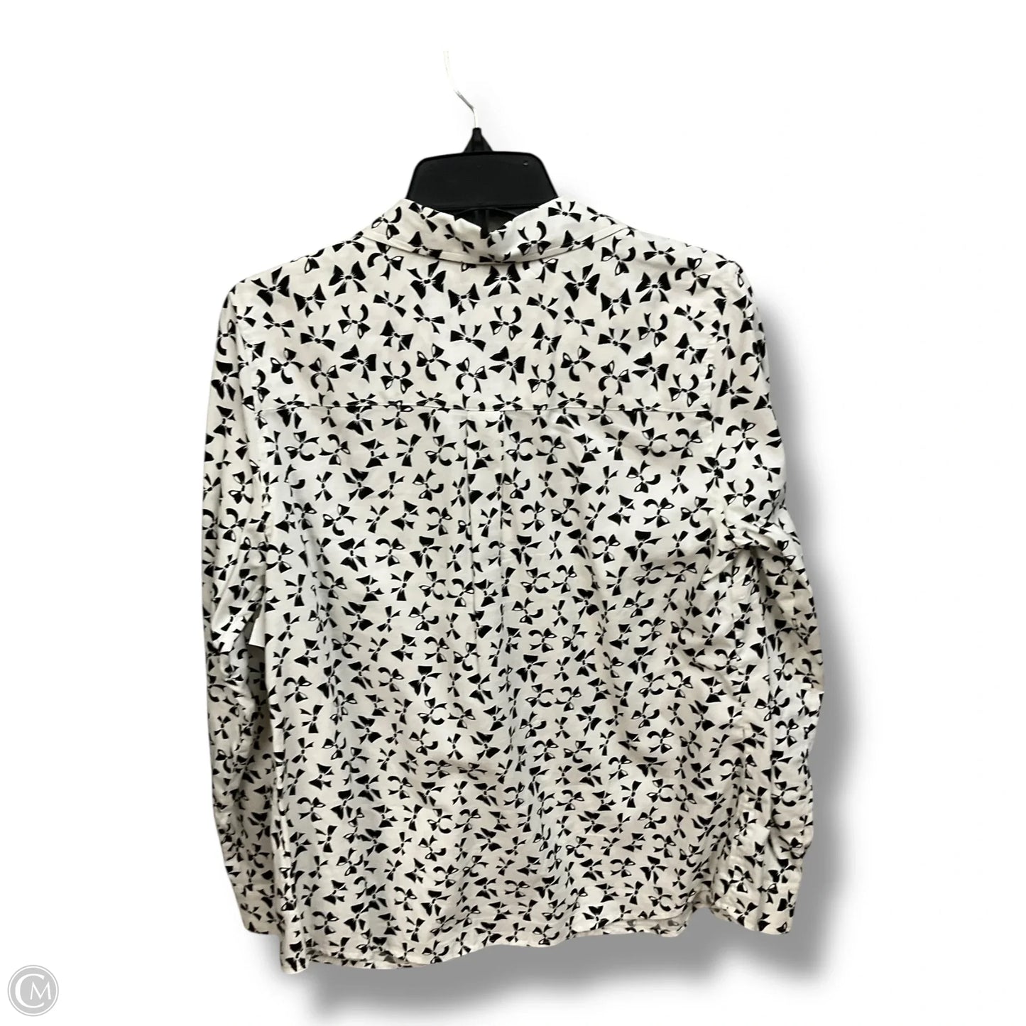 Top Long Sleeve By Charter Club In Black & White, Size: M