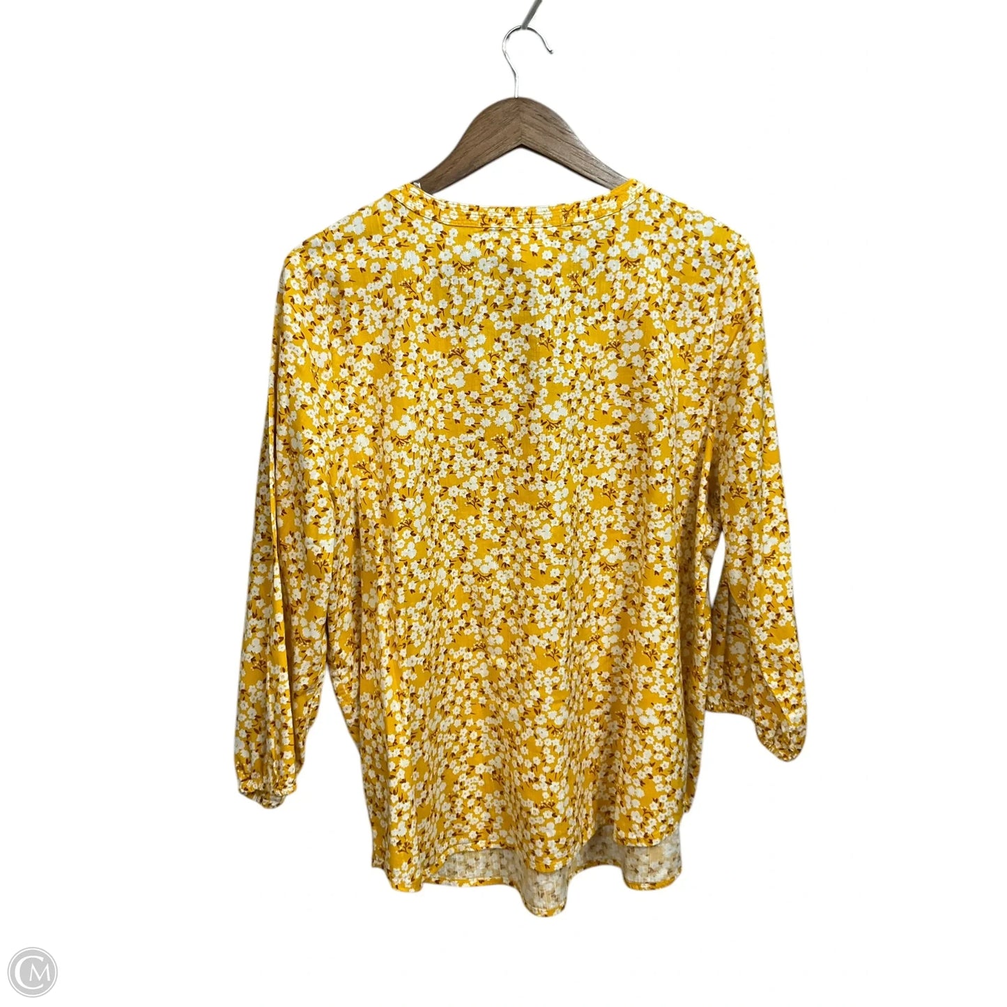 Blouse 3/4 Sleeve By St Johns Bay In Yellow, Size: L