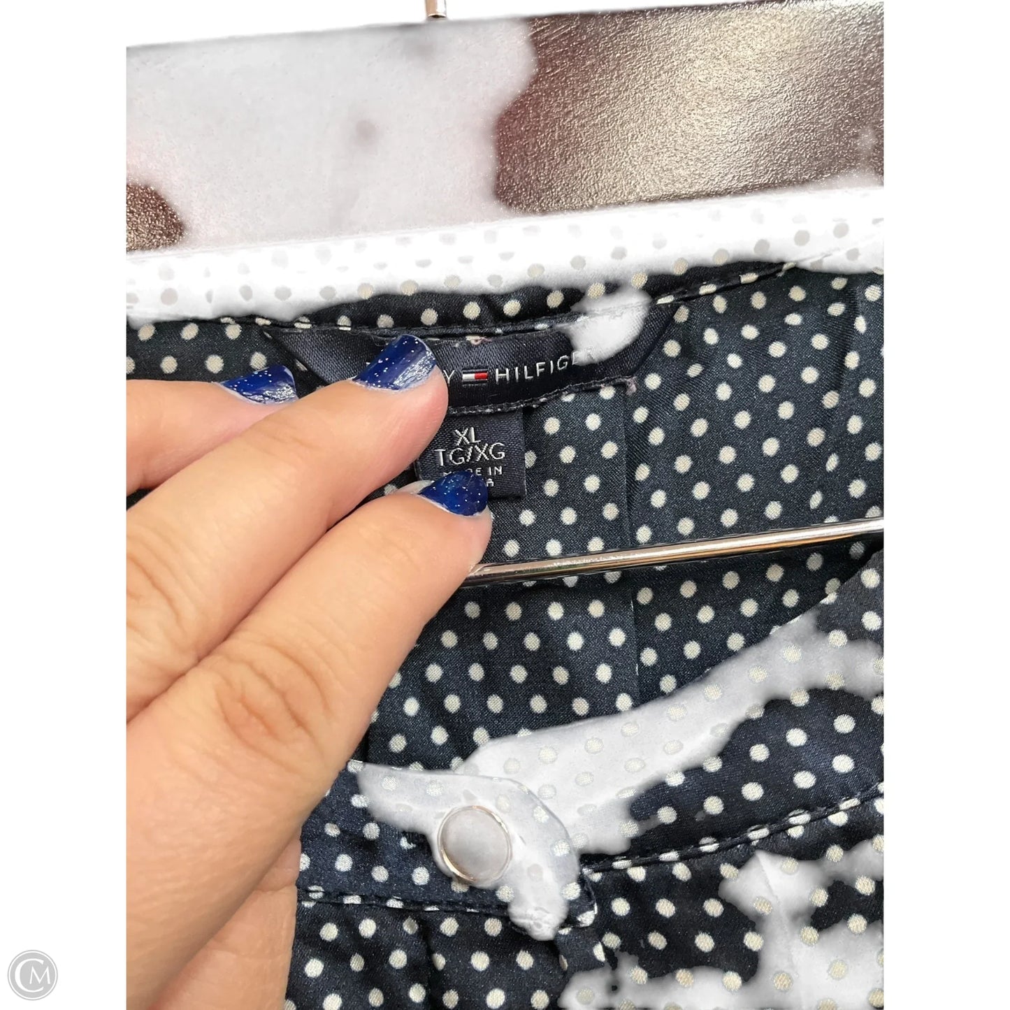 Top Sleeveless By Tommy Hilfiger In Blue & White, Size: Xl