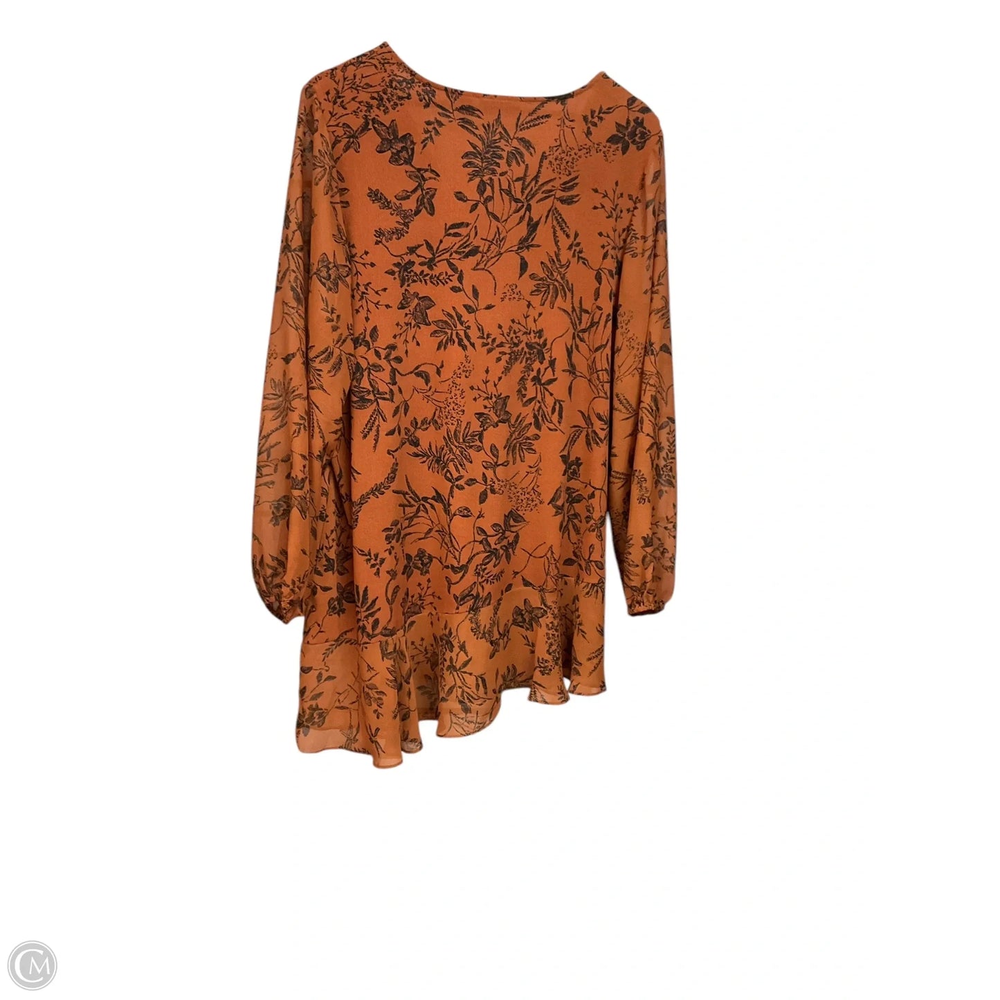 Blouse Long Sleeve By Susan Graver In Black & Brown, Size: 1x