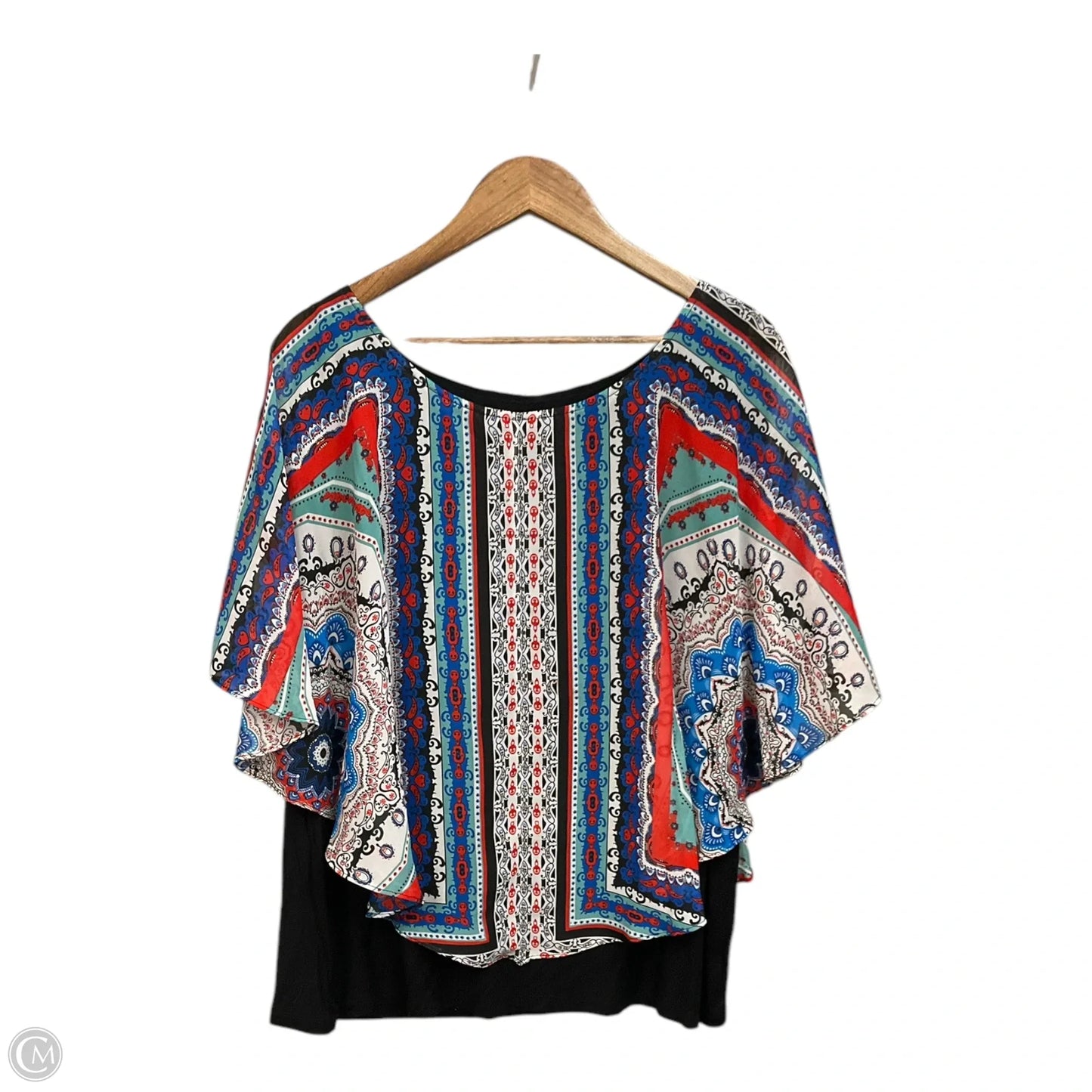 Blouse Short Sleeve By Agb In Multi-colored, Size: 2x