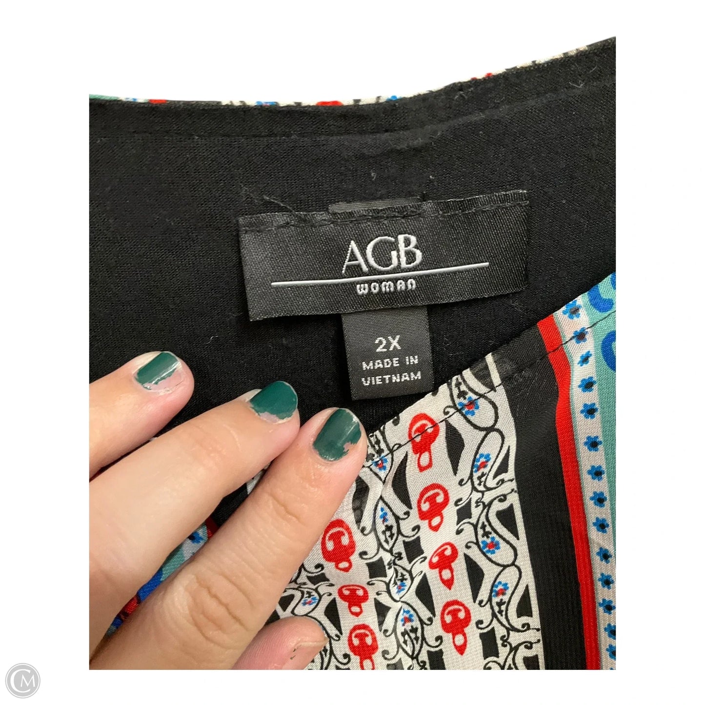 Blouse Short Sleeve By Agb In Multi-colored, Size: 2x