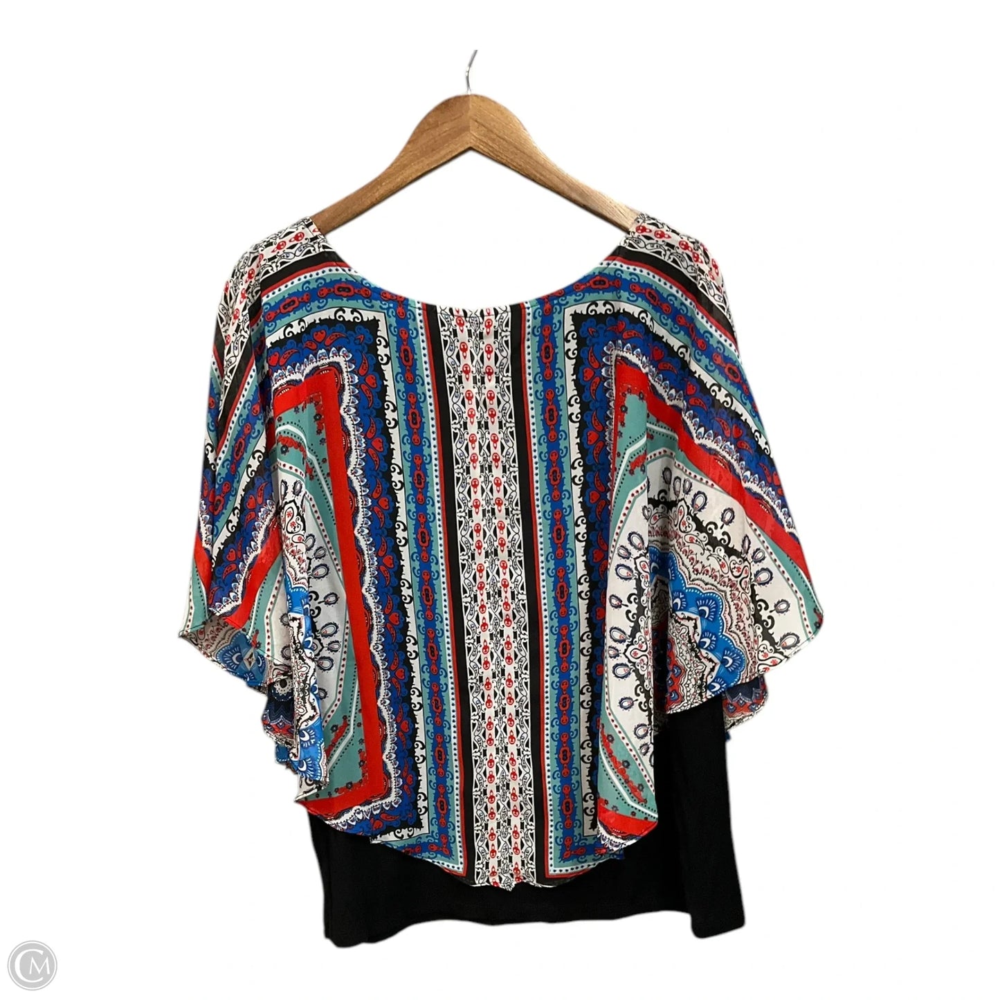 Blouse Short Sleeve By Agb In Multi-colored, Size: 2x