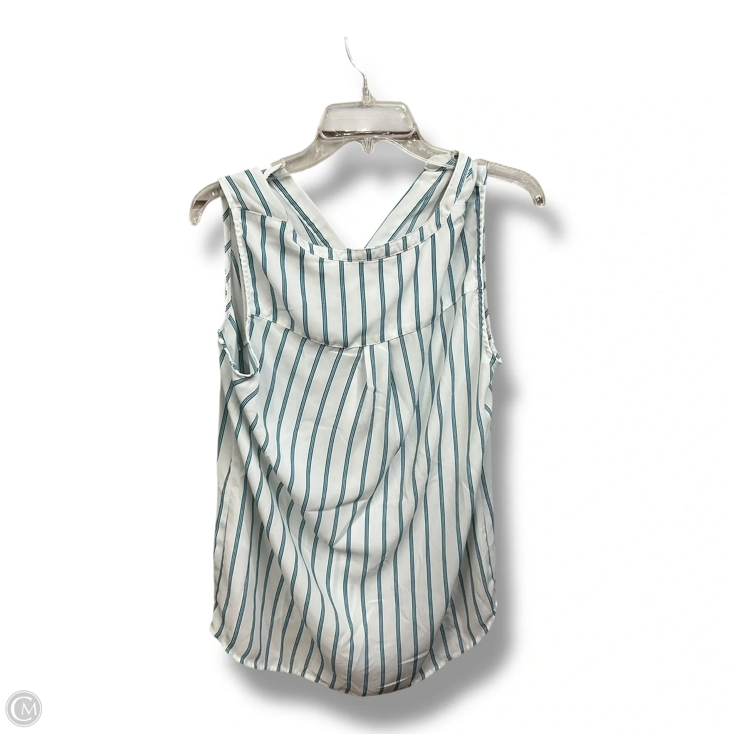Top Sleeveless By Adrianna Papell In Green & White, Size: L