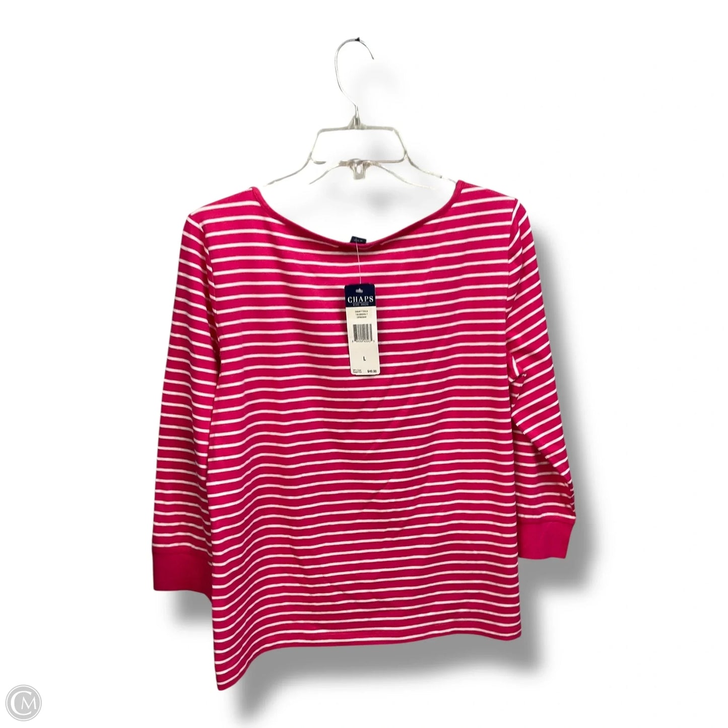 Top Long Sleeve By Chaps In Striped Pattern, Size: L