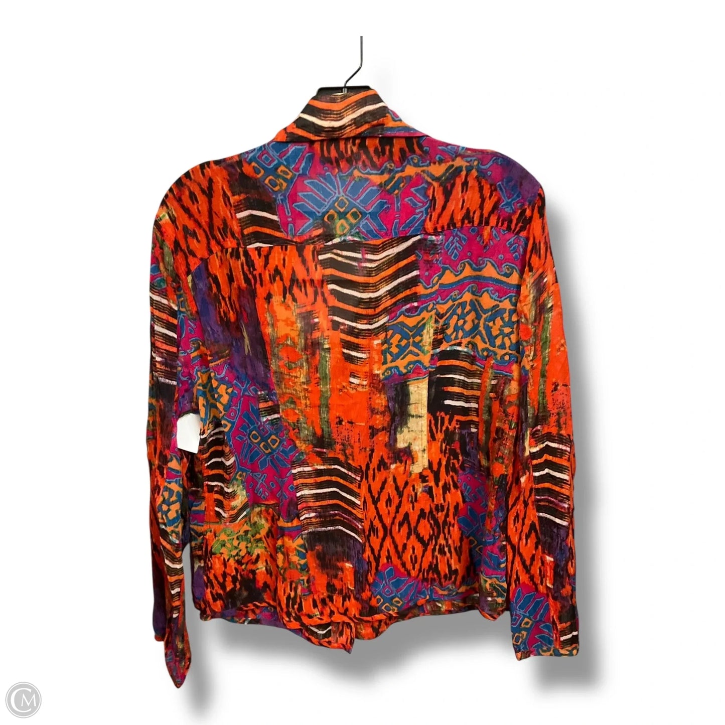 Blouse Long Sleeve By Chicos In Multi-colored, Size: L