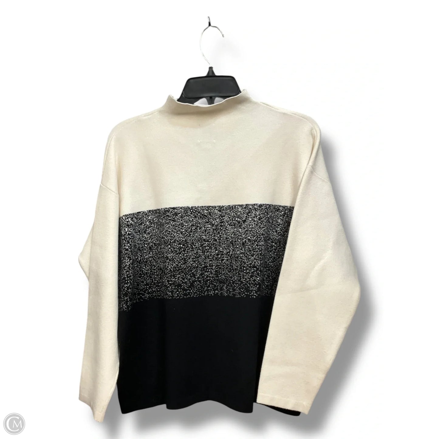 Top Long Sleeve By Anne Klein In Black & White, Size: M