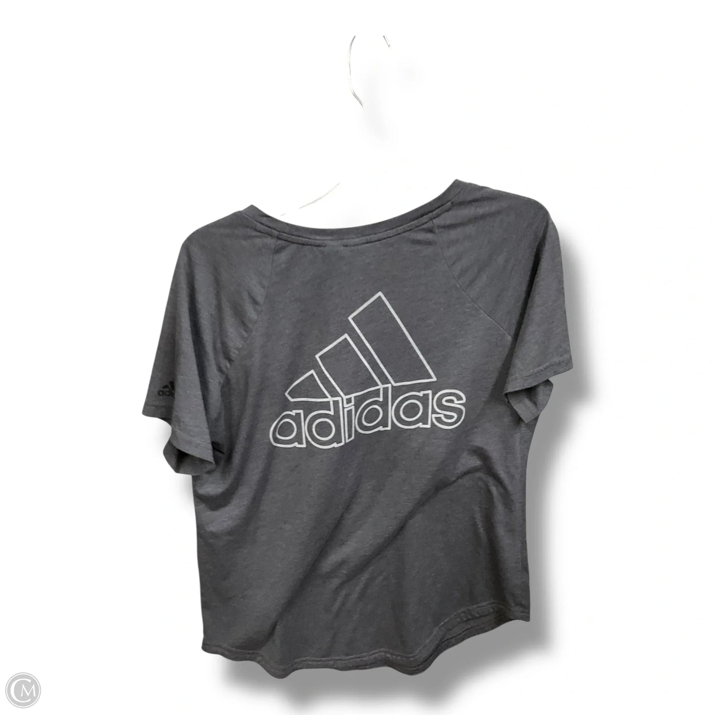 Athletic Top Short Sleeve By Adidas In Grey, Size: L