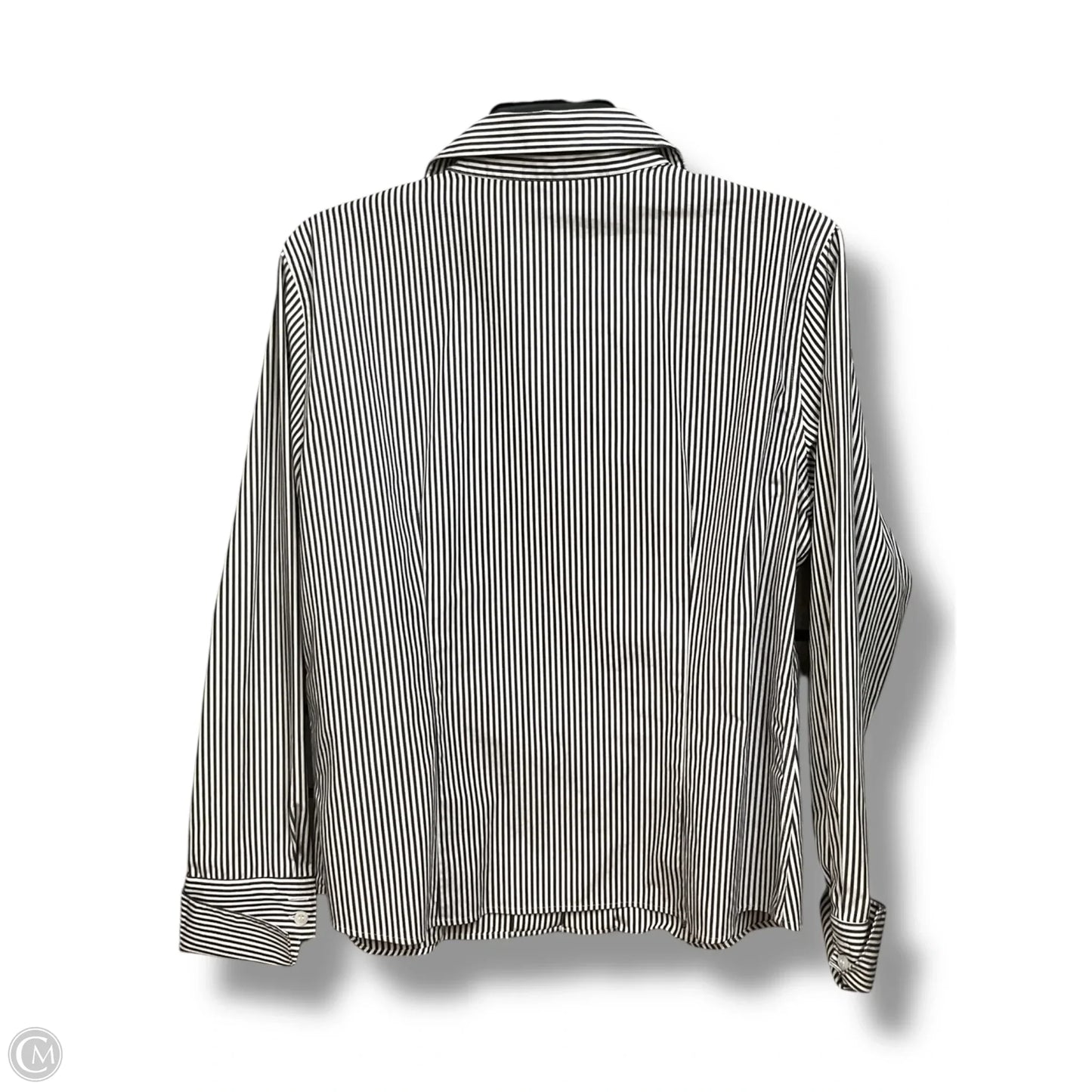 Blouse Long Sleeve By Calvin Klein In Striped Pattern, Size: L