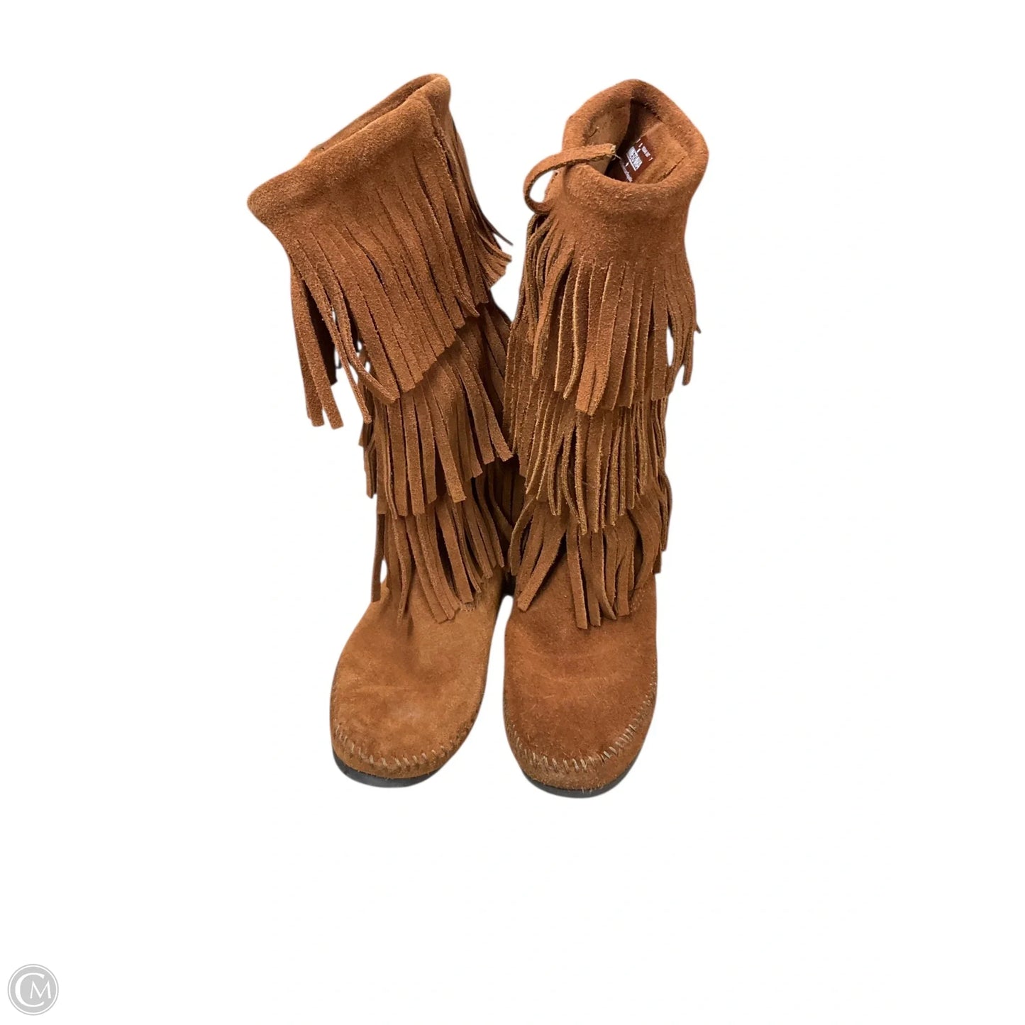 Boots Mid-calf Flats By Minnetonka In Brown, Size: 8