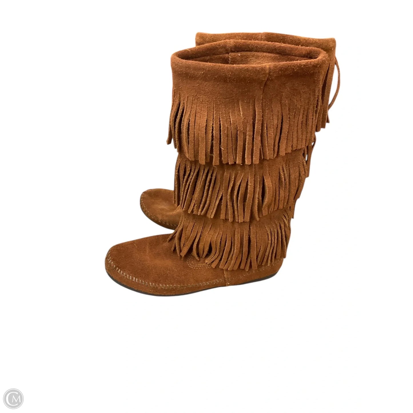 Boots Mid-calf Flats By Minnetonka In Brown, Size: 8