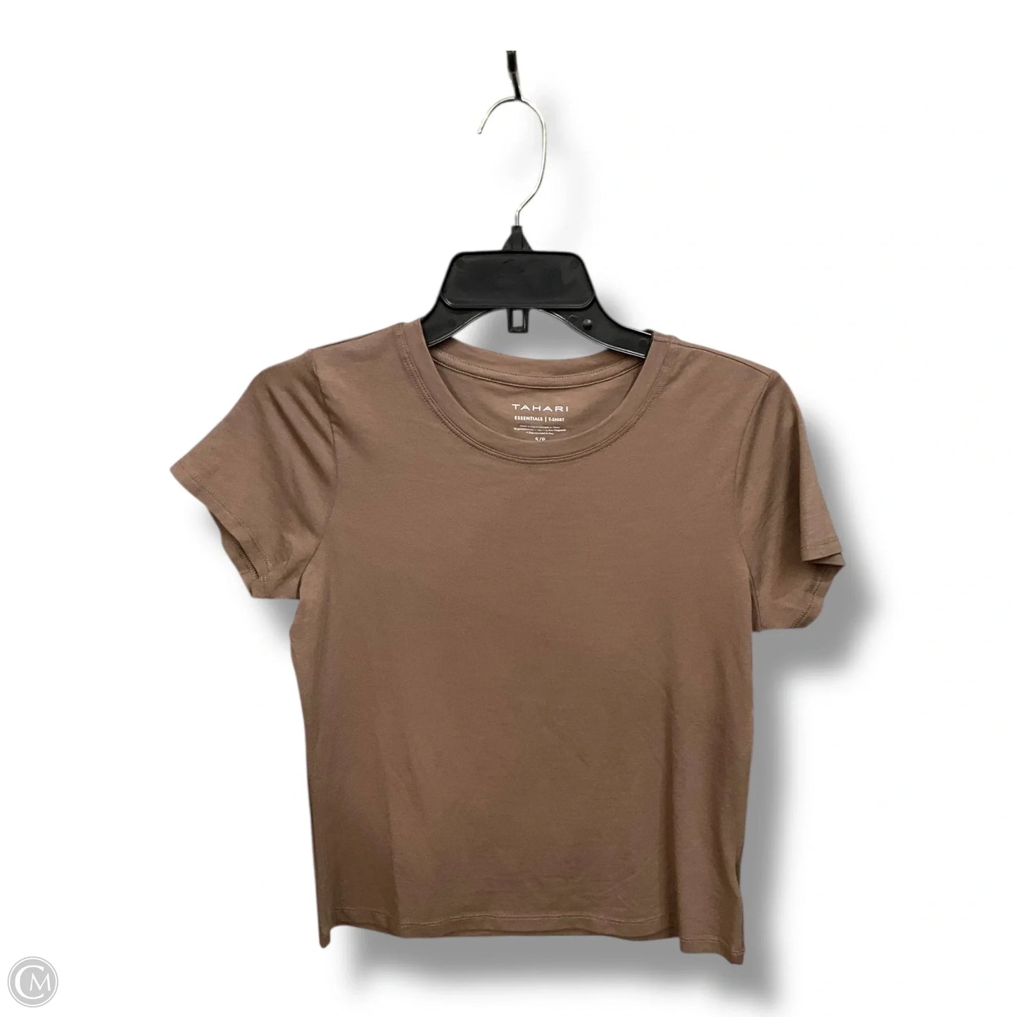 Top Short Sleeve Basic By Tahari In Taupe, Size: Sp